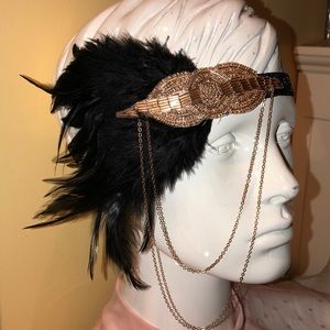 Flapper Beaded and Feathers Headpiece